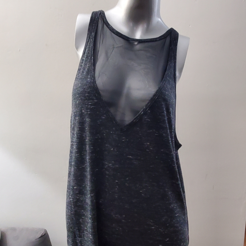 Victoria's Secret Sport Tank Top – Black Mesh V-Neck – Athletic & Stylish